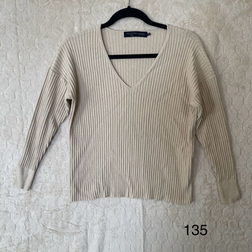 House of Harlow 1960 X Revolve Sweater Women's XS‎ Ribbed Knit Pullover Beige